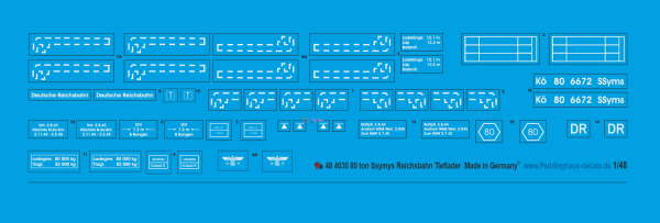 Peddinghaus-Decals 1:48 4030 80 ton Ssmys Reichsbahn Tieflader