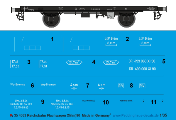 Peddinghaus-Decals 1/35 4063 Reichsbahn Flachwagen Xf(lm)90