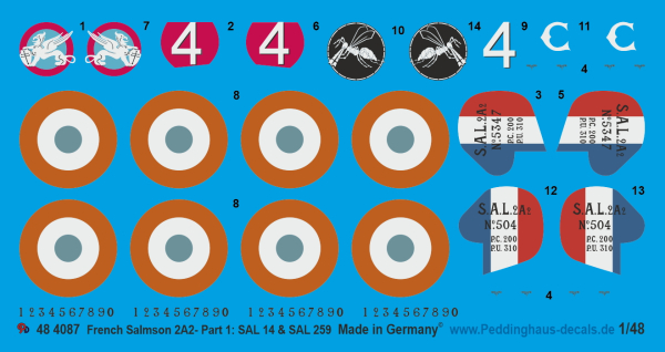 Peddinghaus-Decals 1/48 4087 French Salmson 2A2- Part 1: SAL 14 & SAL 259