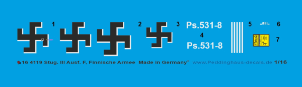 Peddinghaus-Decals 1:16 4119 Finnisches Sturmgeschütz III Ausf. F