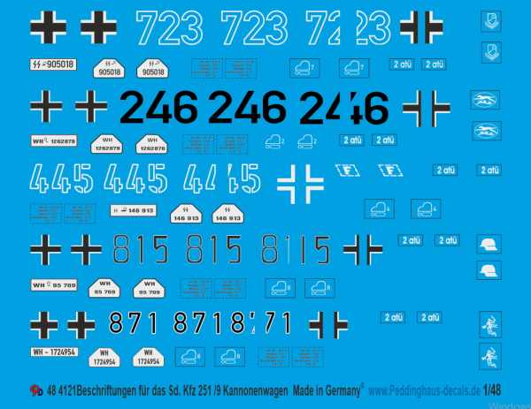 Peddinghaus-Decals 1:48 4121 Beschriftungen für 5 251/9 Kannonenwagen für den Bausatz 4120