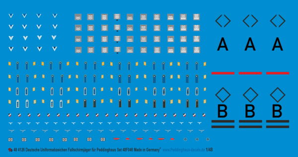 Peddinghaus-Decals 1/48 4126 Uniformabzeichen für Fallschirmjäger Peddinghaus 48F046
