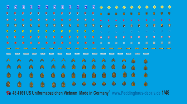 Peddinghaus-Decals 1/48 4161 US Uniformabzeichen Vietnam