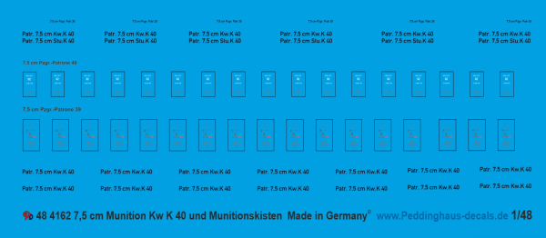 Peddinghaus-Decals 1/48 4162 Munitionskisten und Munitionsbeschriftungen für 4157 Pak 40