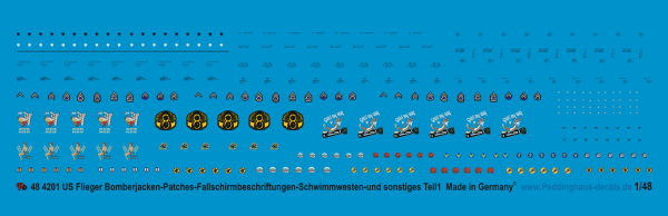 Peddinghaus-Decals 1/48 4201 US Flieger Bomberjacken - Patches - Fallschirmbeschriftungen - Schwimmwesten und sonstiges