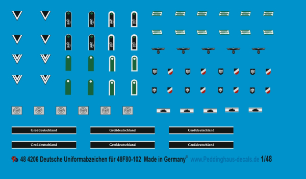 Peddinghaus-Decals 1/48 4206 Uniformabzeichen für Wehrmacht Figuren 48F80-102