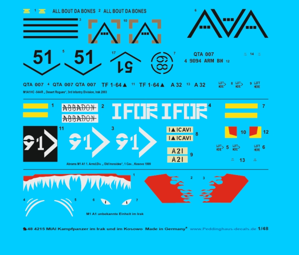 Peddinghaus-Decals 1/48 4215 MIAI tanks in Irak and in Kosovo