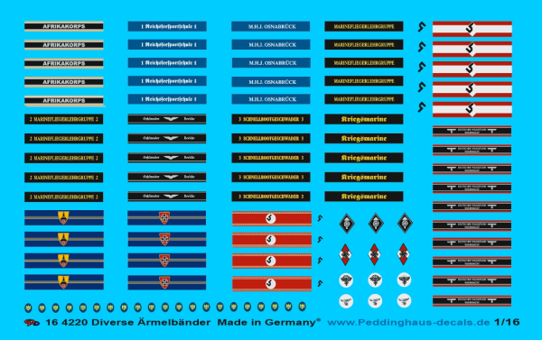 Peddinghaus-Decals 1/16 4220 Diverse cufftitles