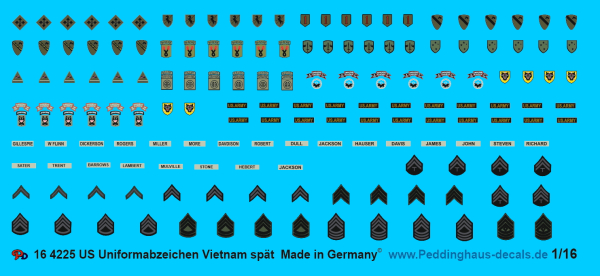 Peddinghaus-Decals 1:16 4225 USA Uniformabzeichen Vietnam spät