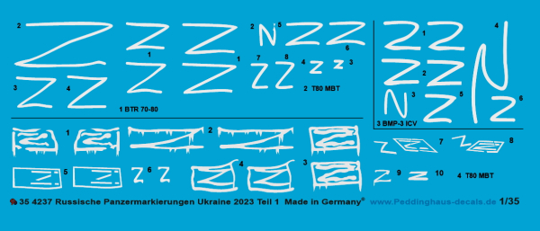 Peddinghaus-Decals 1/35 4237 Russian tankmarkings Ukraine 2023 No 1
