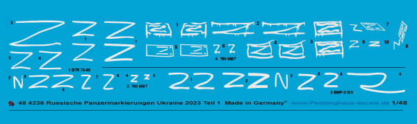 Peddinghaus-Decals 1/48 4238 Russische Panzermarkierungen Ukraine 2023 Teil 1