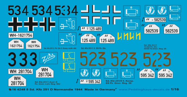 Peddinghaus-Decals 4248 1/16 5 Sd. Kfz 251D Normandie 1944