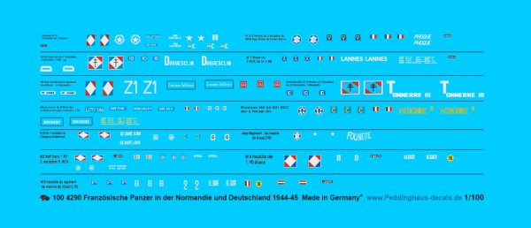Peddinghaus-Decals 1/100 4290 Französische Panzer in der Normandie und Deutschland 1944-45