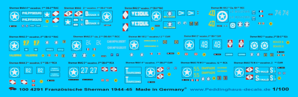 Peddinghaus-Decals 1/100 4291 Französische Sherman 1944-45