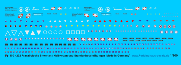 Peddinghaus-Decals 1/100 4292 French Sherman / Halftracks and Standardmarkings