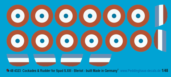 Peddinghaus-Decals 1/48 4323 Cockades & Rudder für Spad S.XIII - Bleriot-built