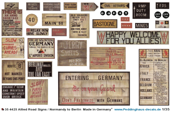 Peddinghaus-Decals 1/35 4425 Allied Road Signs / Normandy to Berlin