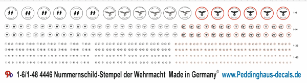 Peddinghaus-Decals 1/48-1/6 4446 Wehrmacht Stempel für Nummernschilder