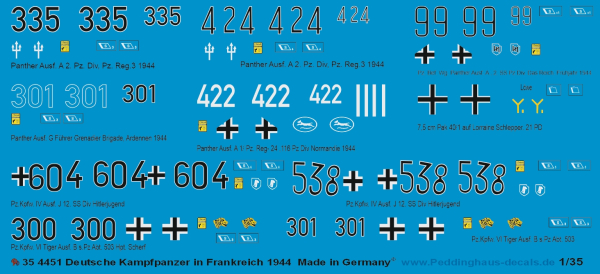 Peddinghaus-Decals 1/35 4451 Deutsche Kampfpanzer in Frankreich 1944