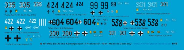 Peddinghaus-Decals 1/48 4452 Deutsche Kampfpanzer in Frankreich 1944