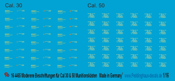 Peddinghaus-Decals 1/16 4465 Moderne Beschriftungen für Cal 30 & Cal 50 Munitionskästen