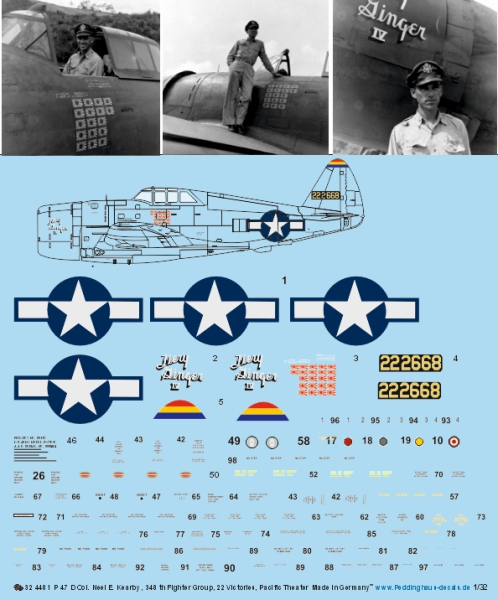 Peddinghaus-Decals 1/32 4481 P 47 D  Thunderbolt Col. Neel E. Kearby , 348 th Fighter Group, 22 Victories, Pacific Theater