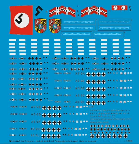 Peddinghaus-Decals 1/200 4486 Graf Zeppelin „ Hachett Modell incl Flugzeugbeschriftungen