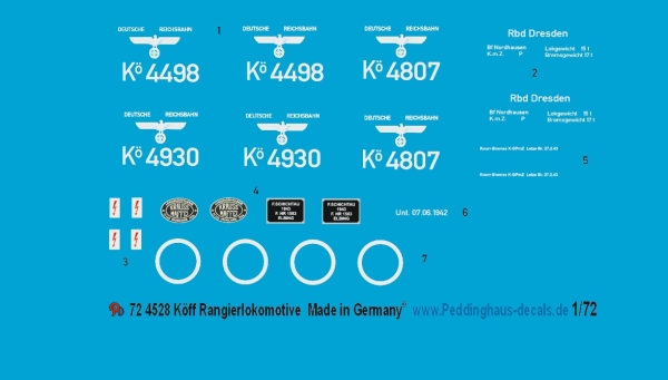 Peddinghaus-Decals 1/72 4528 Köff kleine Rangierlokomotive