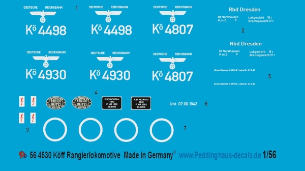 Peddinghaus-Decals 1/56 4530 Köff kleine Rangierlokomotive
