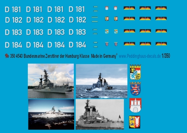Peddinghaus-Decals 1/350 4543 Bundesmarine Zerstörer der Hamburg Klasse