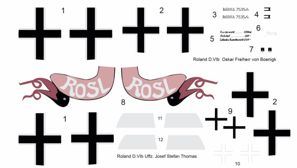 Peddinghaus Decals 1-72 4580 Roland D.VIb (Jasta 23b Josef Thomas & FFA 418 Oskar Freiherr von Boenigk)