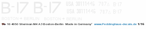 Peddinghaus-Decals EP 4650 1/16 Sherman M4A3 Boston-Berlin