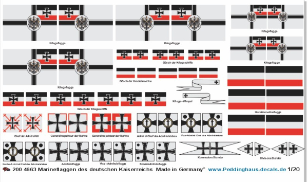 Peddinghaus Decals 1/200 4663 Marineflaggen des deutschen Kaiserreiches
