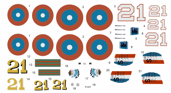 Peddinghaus Decals 1-72 4696 S.XIII US Aces of WWI 103rd & 213th Aero, Frank Hunter & Wilbert White