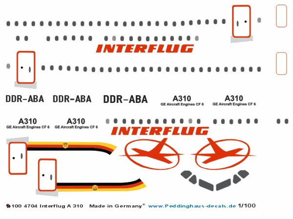 Peddinghaus Decals 100  4704 Interflug A310
