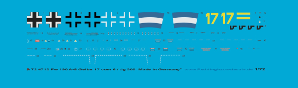 Peddinghaus-Decals 1-72 4712 Fw 190 A-8 Gelbe 17 vom 6 / Jg 300