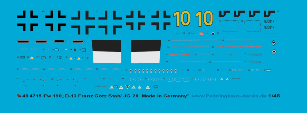 Peddinghaus-Decals 1-48 4715 Fw 190↕D-13 Franz Götz Stab/ JG 26