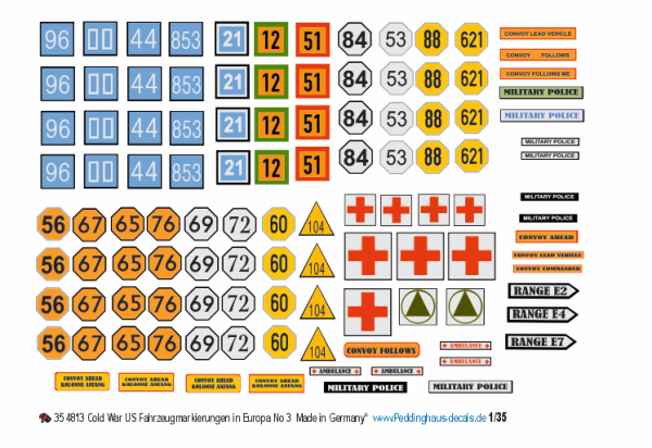 Peddinghaus-Decals 1-35 4813 Cold War US Fahrzeugmarkierungen in Europa No 3