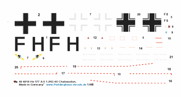Peddinghaus-Decals 1-48 4818 He 177 A-5 1./KG 40 Chateaudun 1944