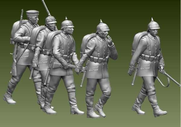 Peddinghaus 3 D Druck 1/72 72F050 5 german soldiers marching 1. WW