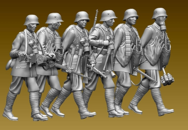 Peddinghaus 3 D Druck 1/72 72F052 6 german stromtroopers marching, 1 WW