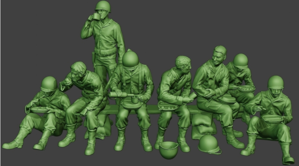 Peddinghaus 3 D Druck 1:48 48190 7 US Soldaten lounch break