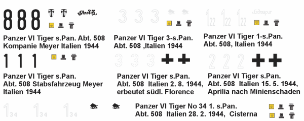 Peddinghaus-Decals 1-87 4853 Tiger I E der schw, Pz Abt 508 Italien