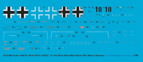 Peddinghaus-Decals 1-48 4862 Focke -wulf FW 190 A-8 W.Nr. 583262