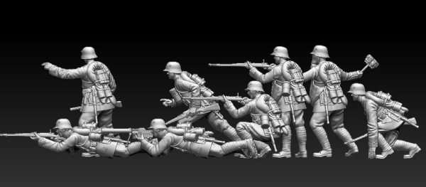 Peddinghaus 3 D Druck 1/72 72F051 8 german stormtroopers attacking
