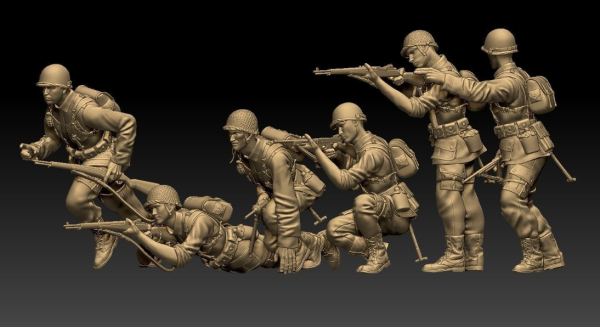 Peddinghaus 3 D Druck 1/87 87F044 6 US Soldiers attacking