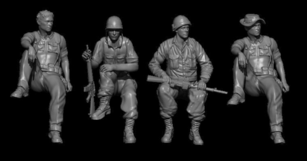 Peddinghaus 3 D Druck 1/72 72F098 4 US Soldaten sitzend in Vietnam