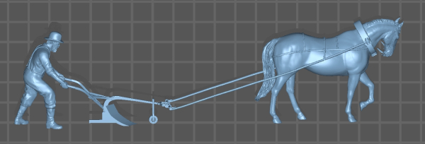 eddinghaus 3 D Druck 1/72 72F175 farmer plugging with his horse