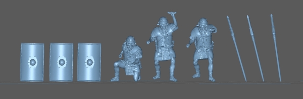 Peddinghaus 3 D Ruck 1/72 72F212 6 Roman Legionärs Schildwall 3 with Swort and 3 with Speer in Vollrüstung 06-07