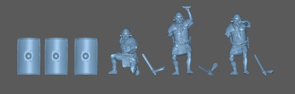 Peddinghaus 3 D Ruck 1/72 72F212 6 Roman Legionärs Schildwall 3 with Swort and 3 with Speer in Vollrüstung 06-07